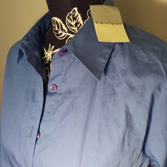 Women's M Kim Rogers petite button down blouse - Picture 4 of 8
